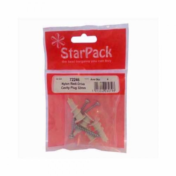 STAR PACK 4 REDI-DRIVA & SCREW CAVITY PLUG NYLON 32MM. 72246 \\\KD10350