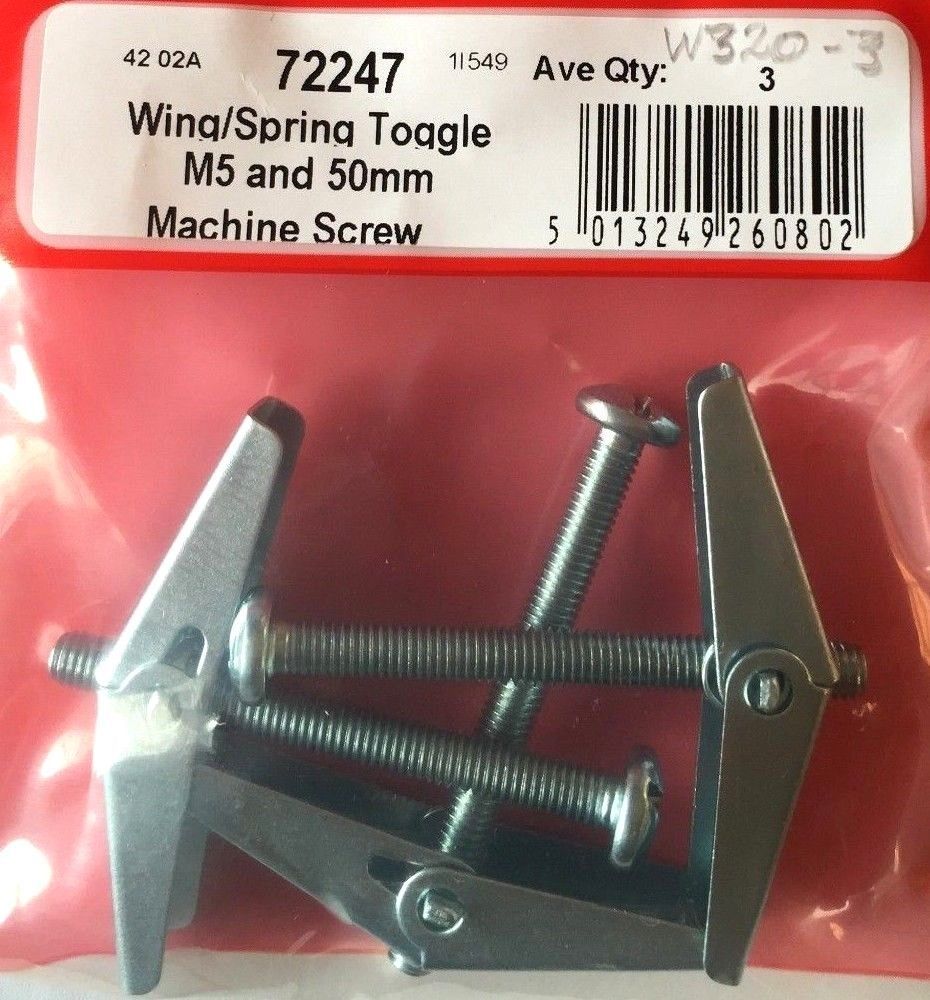 STAR PACK 3 WING SPRING TOGGLE M5 & 50MM MACHINE SCREW. 72247 \\\KD10352