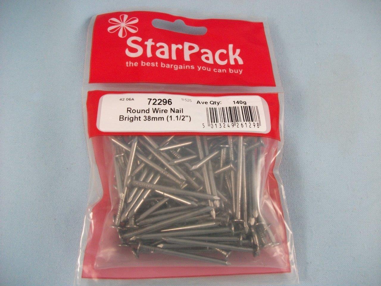 STAR PACK 120G ROUND WIRE NAIL BRIGHT 38MM. 72296 \\\KD10381