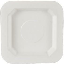 50 WHITE PLATES SUGAR CANE SQUARE 13CM X 13CM. 85213 \\\KD10412