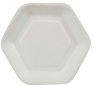 50 HEXAGON PLATES SUGAR CANE 13CM X 11.2CM. 85212 \\\KD10423