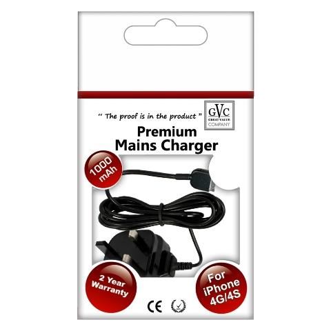 GVC MAIN CHARGER FOR IPHONE 4. GVCMIPH4GBK \\\KD10475