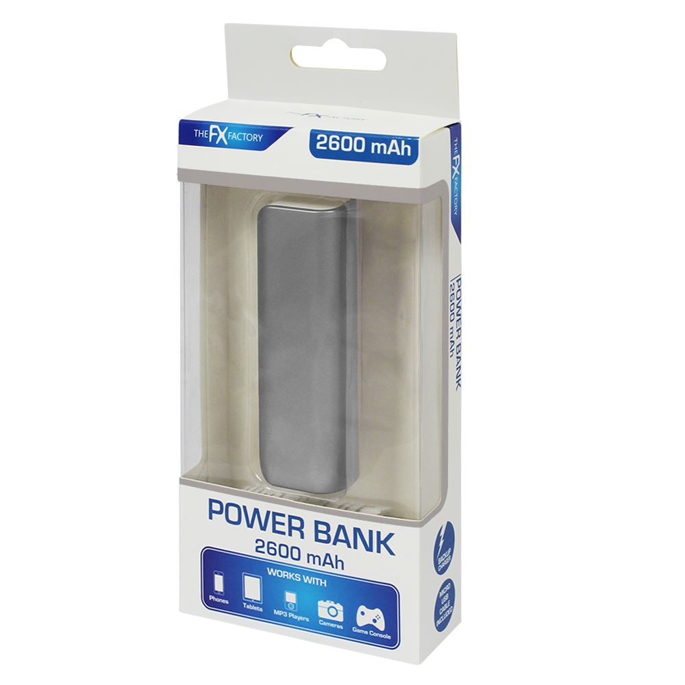 SILVER POWER BANK 2600 MAH. FXPB26SI \\\KD10499