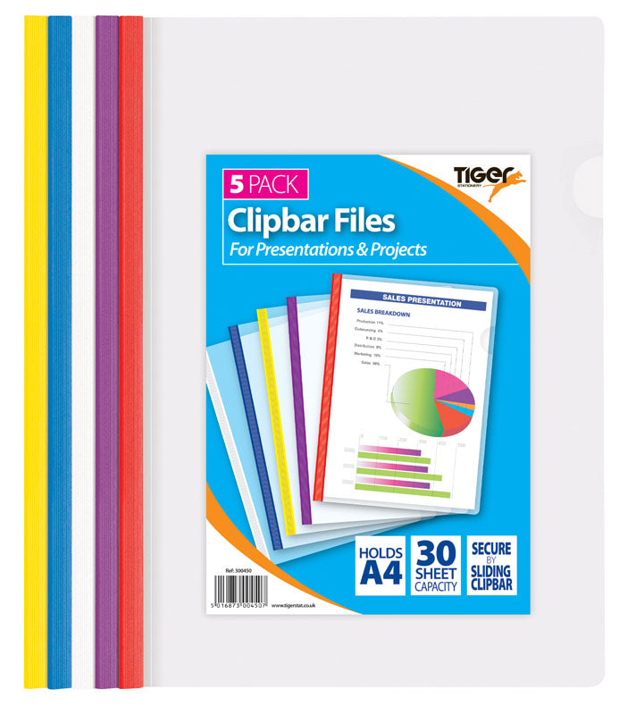 TIGER A4 CLIPBAR PRESENTATION SLIDEBINDER FILE 5/PK. T300450 \\\KD10504