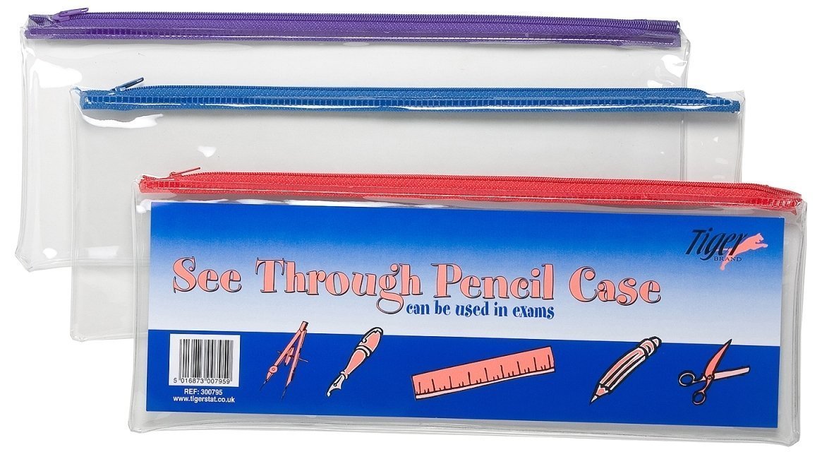 TIGER LARGE CLEAR FLAT PENCIL CASE. 300795 \\\KD10507