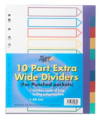 TIGER 10 EXTRA WIDE PLASTIC SUBJECT DIVIDER. T301065 \\\KD10509