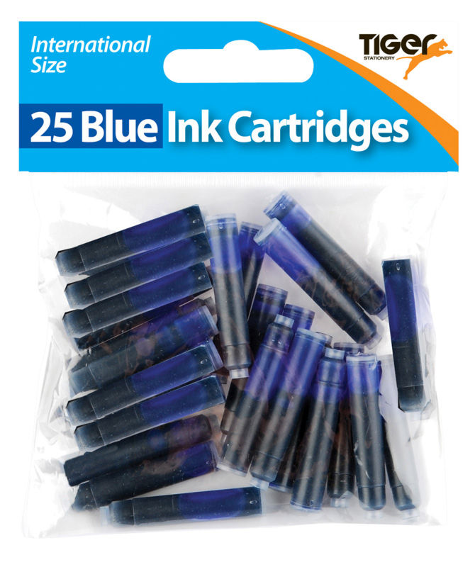 TIGER 25 UNIVERSAL FOUNTAIN PEN CARTRIDGES BLUE. 301090 \\\KD10510
