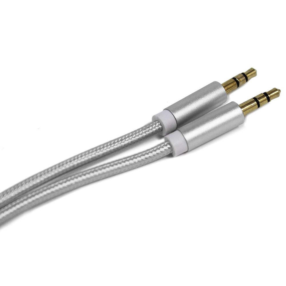 FX POWABUD AUX-IN-CABLE 3.5MM BRAIDED - SILVER. FXPBABSI \\\KD10536