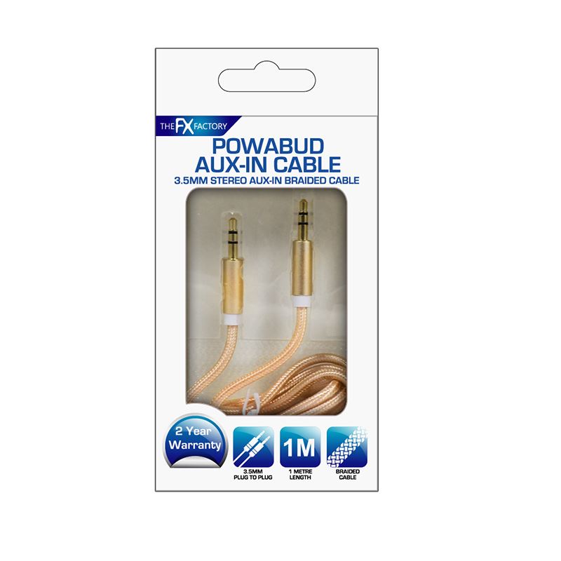 GOLD POWABUD AUX-IN CABLE 3.5MM. FXPBABGO \\\KD10540