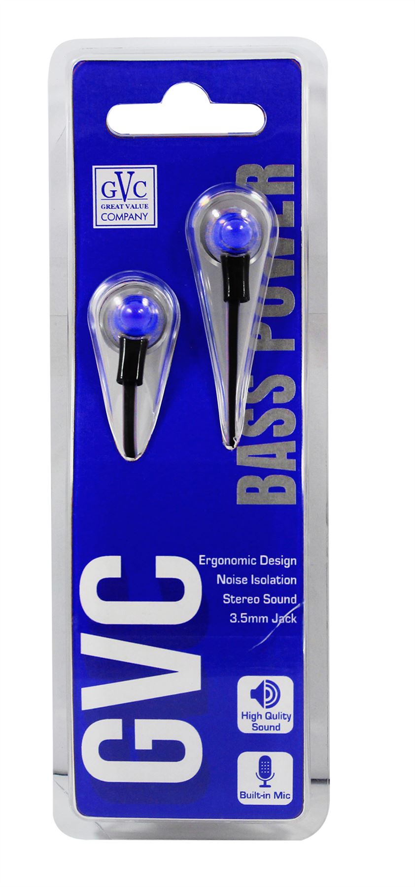 GVC HEADPHONE BLUE WITH 3 SIZE EAR PCS. GVCEP3BL \\\KD10545