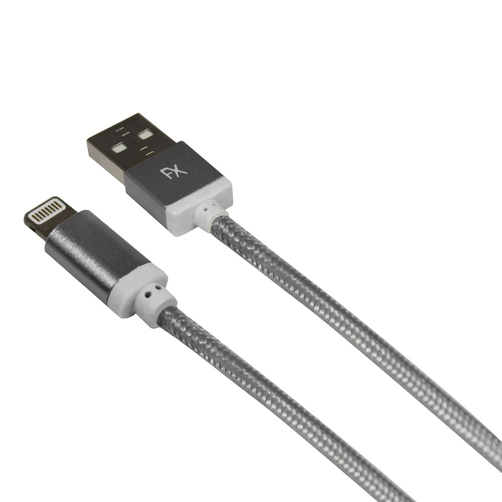 USB DATA CABLE FX BRAIDED FOR IPHONE 6 SPCAE GREY IN POLY BAG. FXUIPH6BSG \\\KD10551