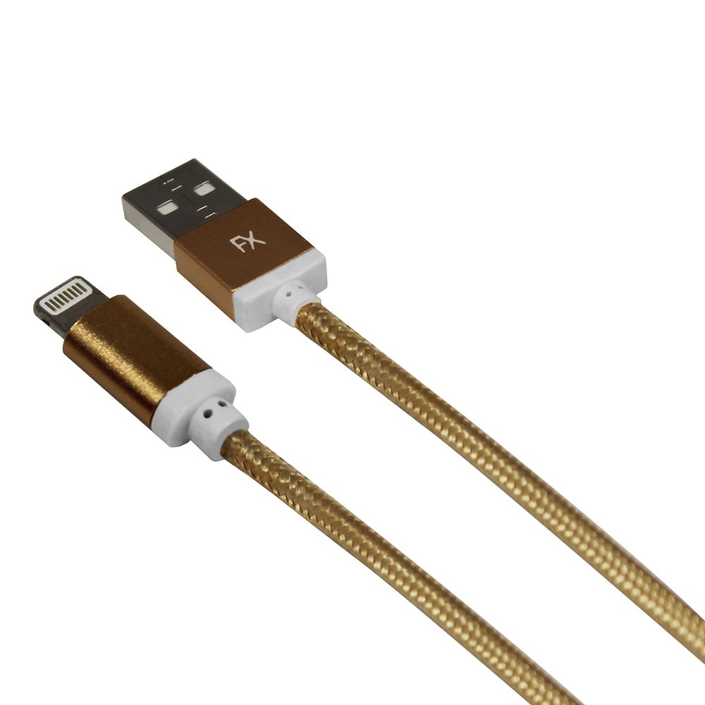 USB DATA CABLE FX BRAIDED FOR IPHONE 6 7 8 X XS - GOLD. FXUIPH6BGO \\\KD10552
