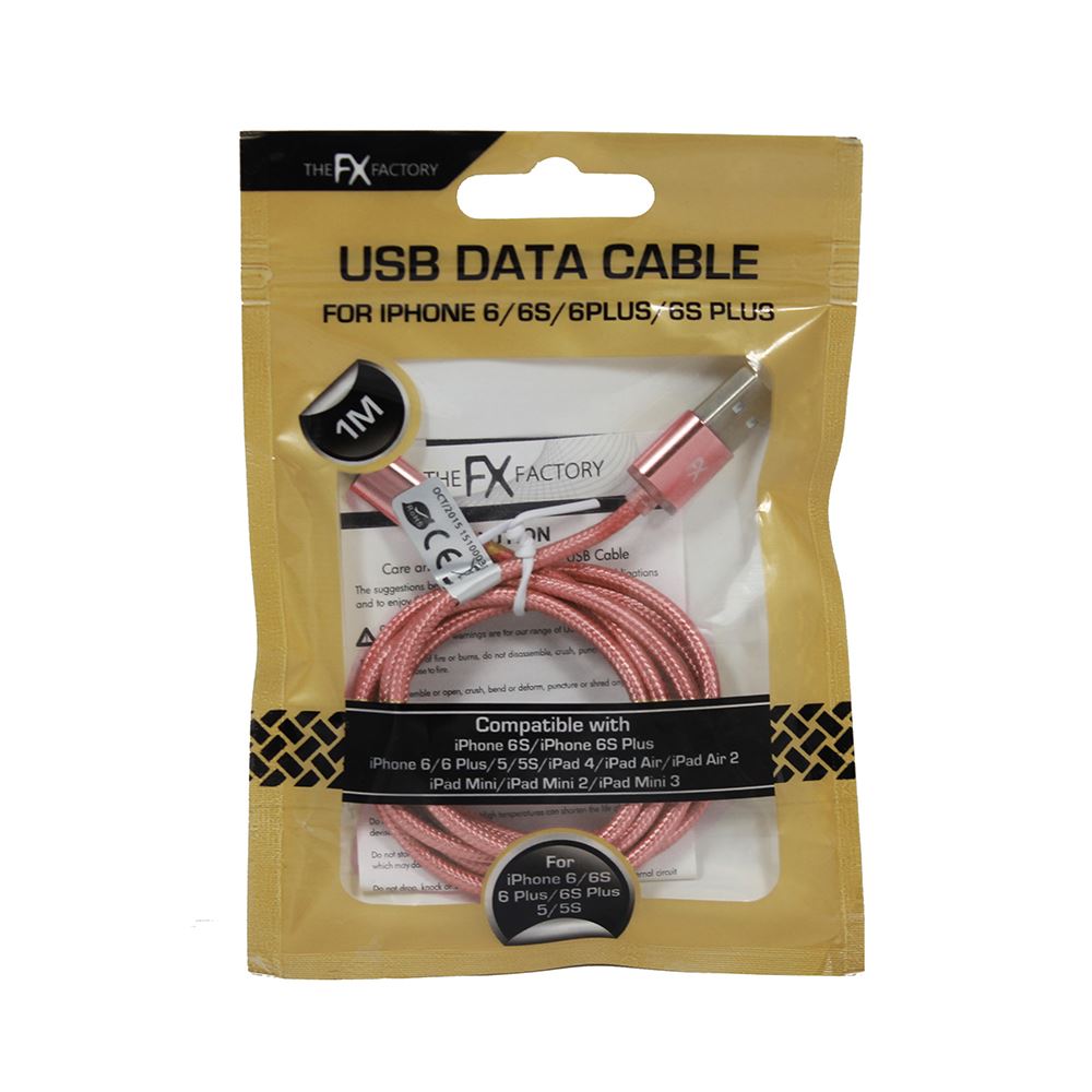 USB DATA CABLE FX BRAIDED FOR IPHONE 6 ROSE GOLD. FXUIPH6BRG \\\KD10559