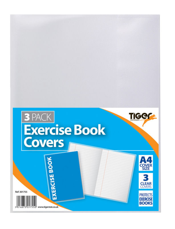 TIGER 3 A4 EXCERCISE BOOK - CLEAR COVER. 301755 \\\KD10562