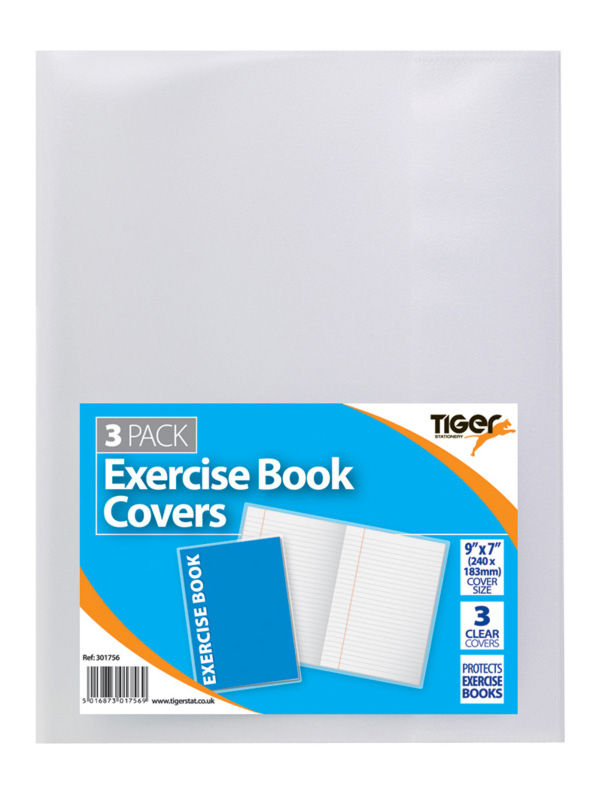 TIGER 9" X 7"  3 EXCERCISE BOOK - CLEAR COVER. T301756 \\\KD10563