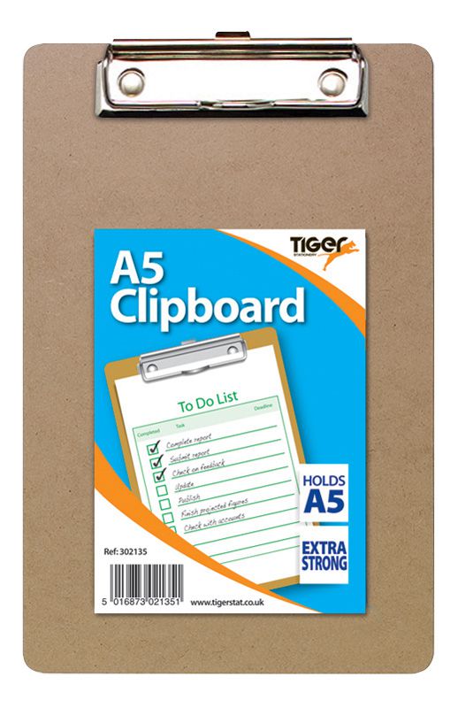 TIGER A5 MASONITE CLIPBOARD. T302135 46852 \\\KD10564