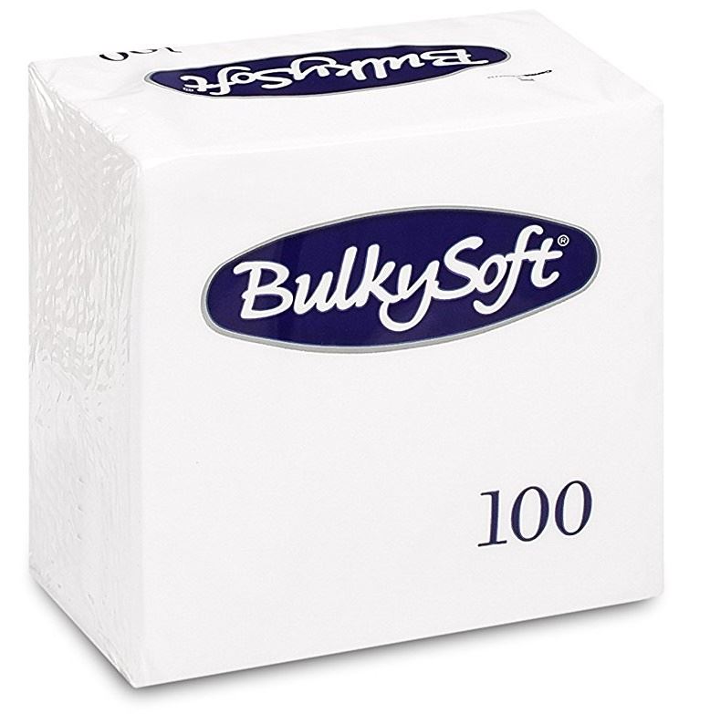 BULKY SOFT 2PLY 4 FOLD NAPKINS 40CM X 40CM 100/PK - WHITE. 32990 \\\KD10571