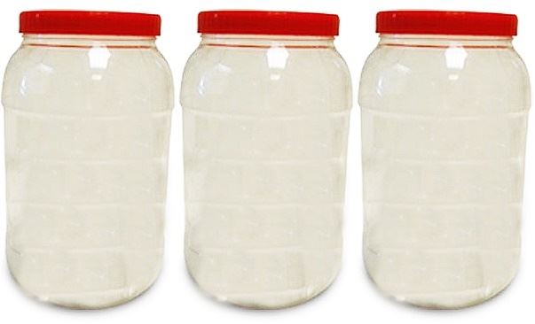 3 CLEAR PLASTIC PET JAR 500ML KITCHEN STORAGE SUGAR RED LID. 786731 \\\KD10602