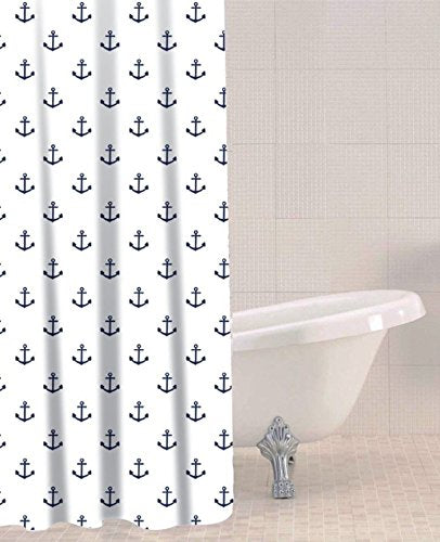 SABICHI ANCHOR PEVA SHOWER CURTAIN 180 X 180CM WITH 12 HOOKS. 179586 \\\KD10641