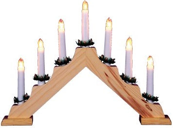 7 BULB V SHAPE PINE NATURAL COLOUR CANDLE BRIDGE. LI96025 \\\KD10664