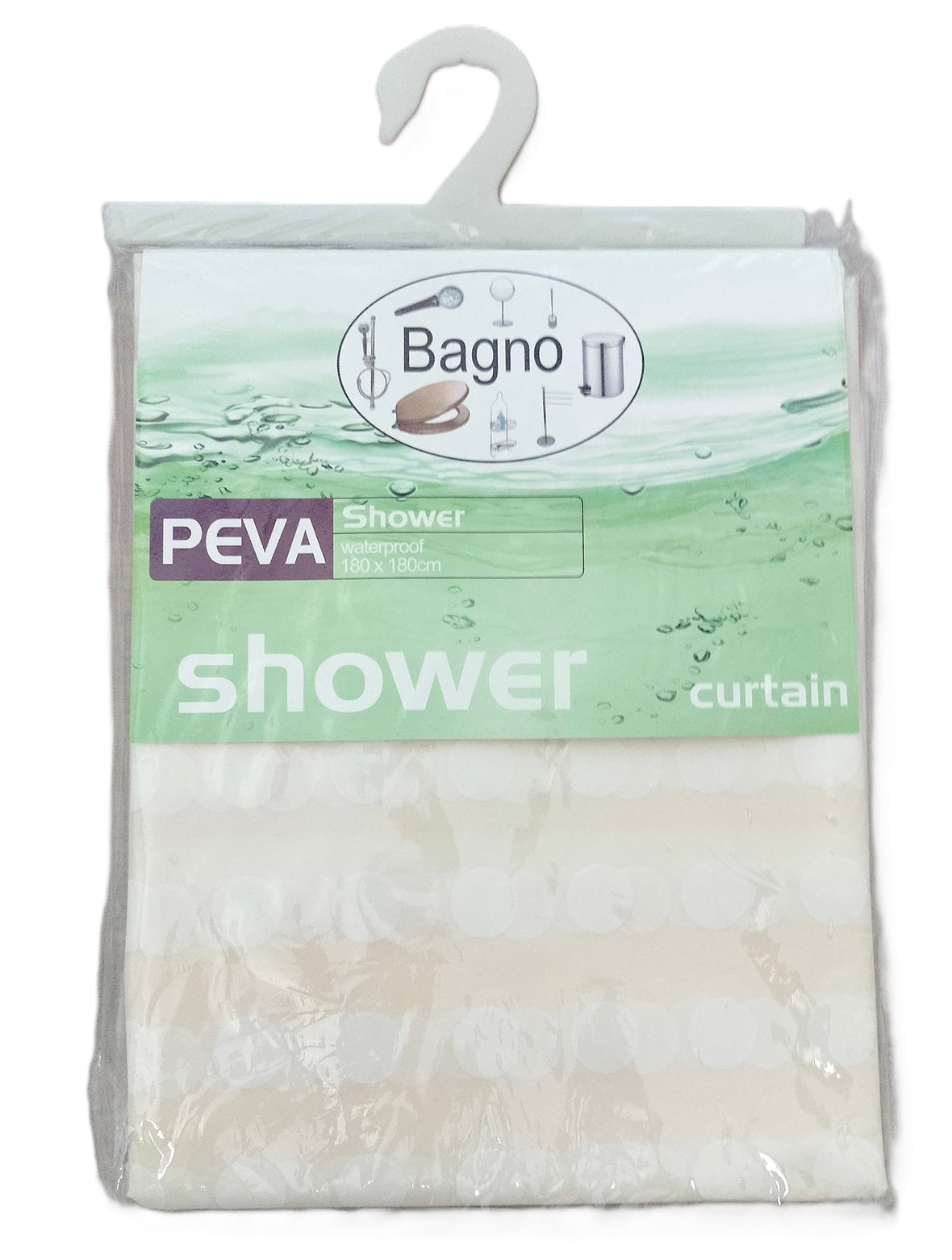BEGNO ASSORTED COLOUR PEVA POLYESTER SHOWER CURTAIN 180CM X 180CM. PSC01 \\\KD10687