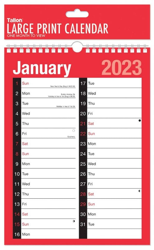 TALLON YEAR 2026 2 COLOUMN MONTH TO VIEW CALENDAR. 3803 \\\KD10759