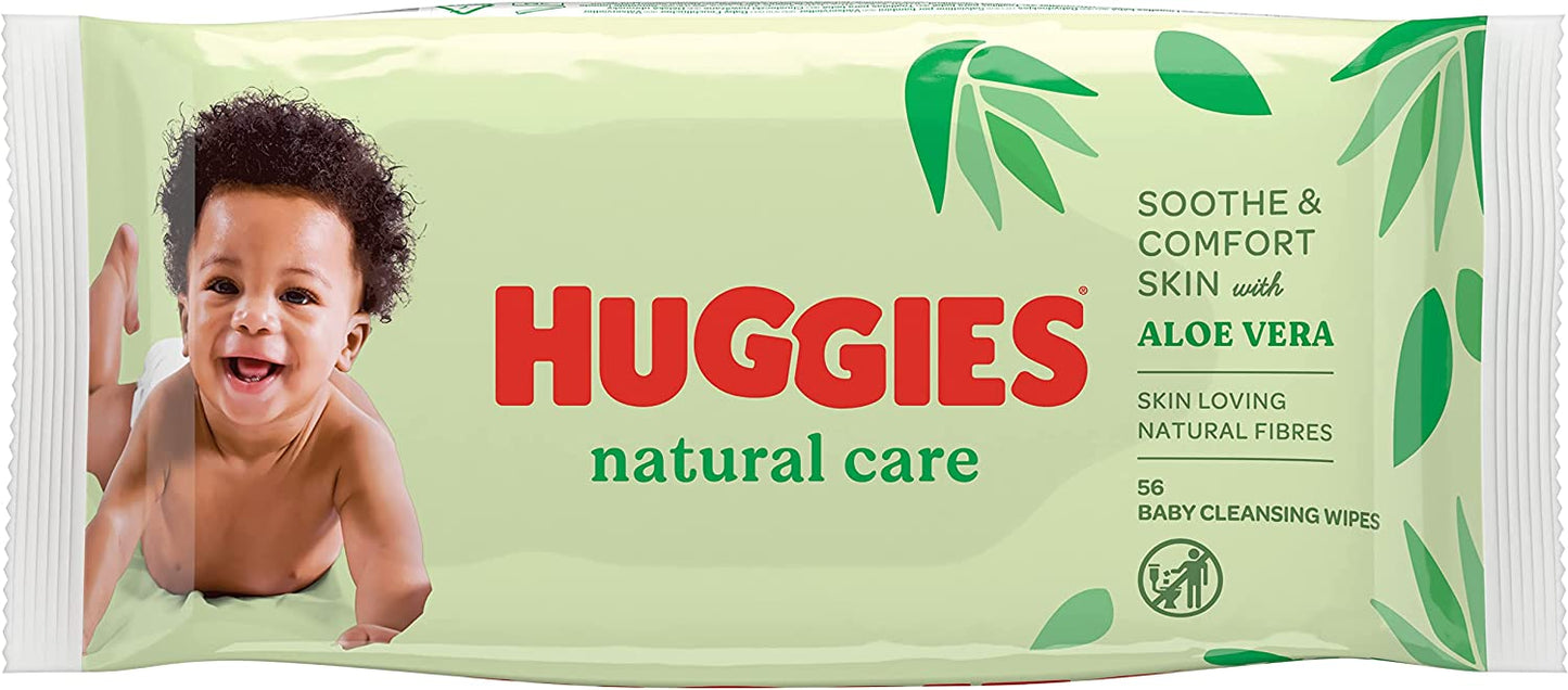 HUGGIES NATURAL CARE ALOE VERA BABY CLEANSING WIPES 56/PK. HN5 \\\KD10767