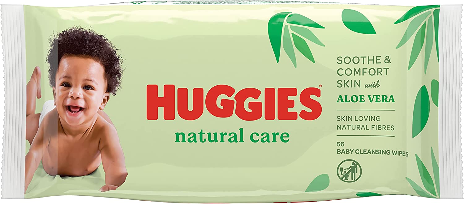 HUGGIES NATURAL CARE ALOE VERA BABY CLEANSING WIPES 56/PK. HN5 \\\KD10767