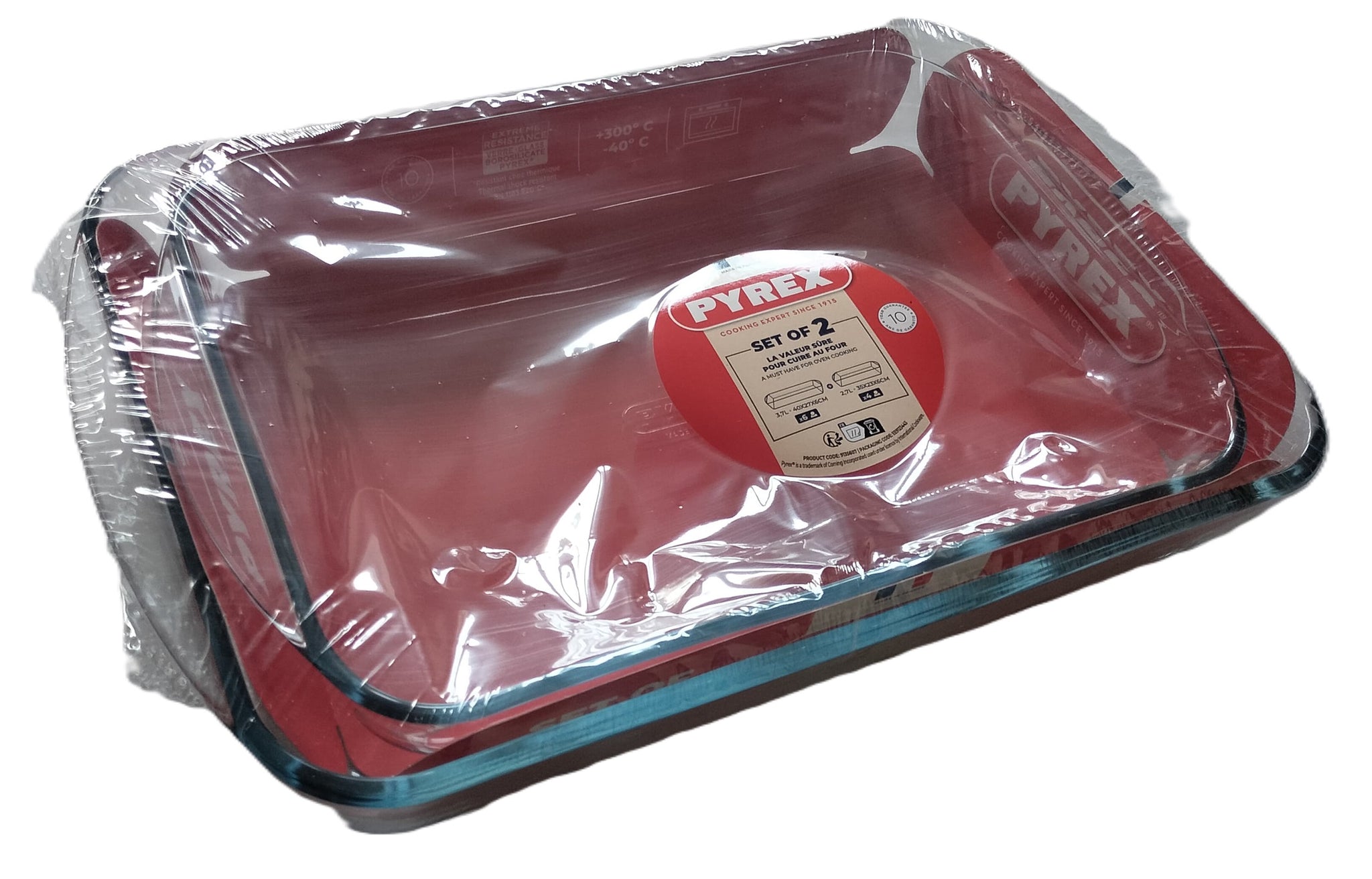 PYREX SET OF 2 RECTANGULAR ROSTERS 40X27 - 35X23CM. 913S607 \\\KD10804