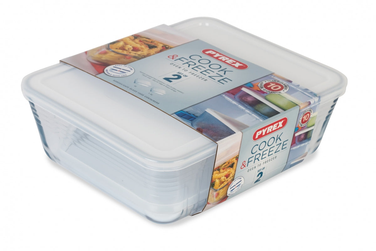 PYREX 2 PCS COOK & FREEZE SET 4 & 1.5 LITER. 912S965 \\\KD10817