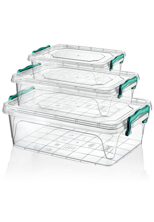 3 HOBBY LIFE RECTABGLE MULTIPURPOSE STORAGE BOX 0.6 LITRE - 1.2 LITRE - 2 LITRE. 021118 \\\KD10820