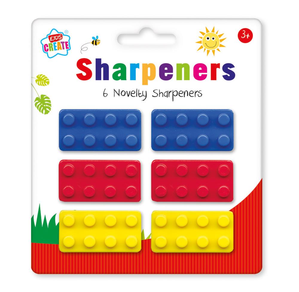 KIDS CREATE BRICK NOVELTY SHARPENERS 6/PK. BRIS/1 \\\KD11001