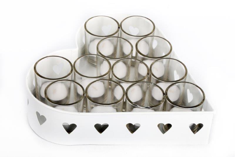 METAL HEART SHAPE 12 TEA LIGHT CANDLE HOLDER. BL0170 \\\KD11056