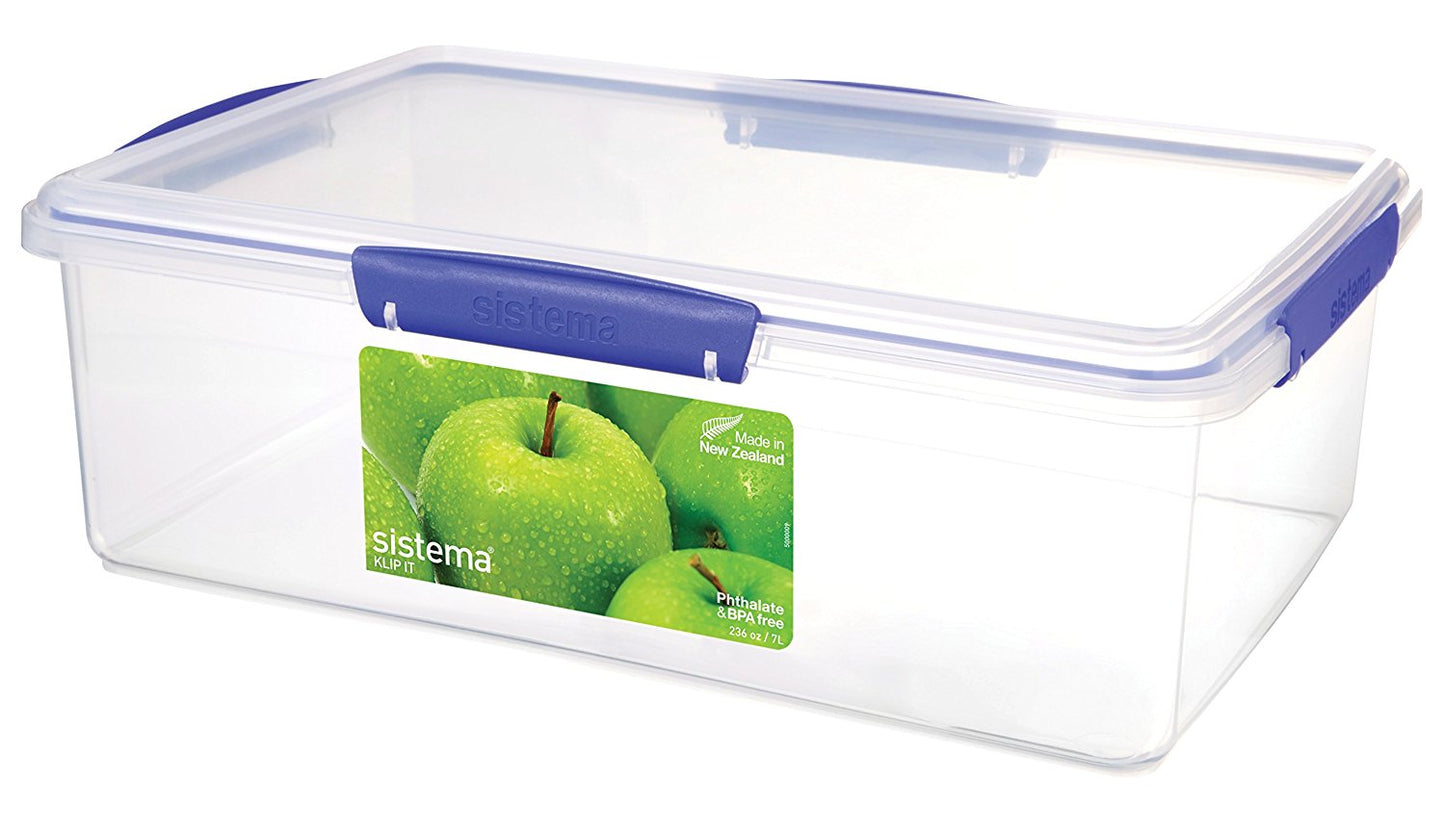 SISTEMA KLIP IT CLEAR FOOD STORAGE CONTAINER WITH BLUE CLIPS 7 LITRE. 1870 \\\KD11079