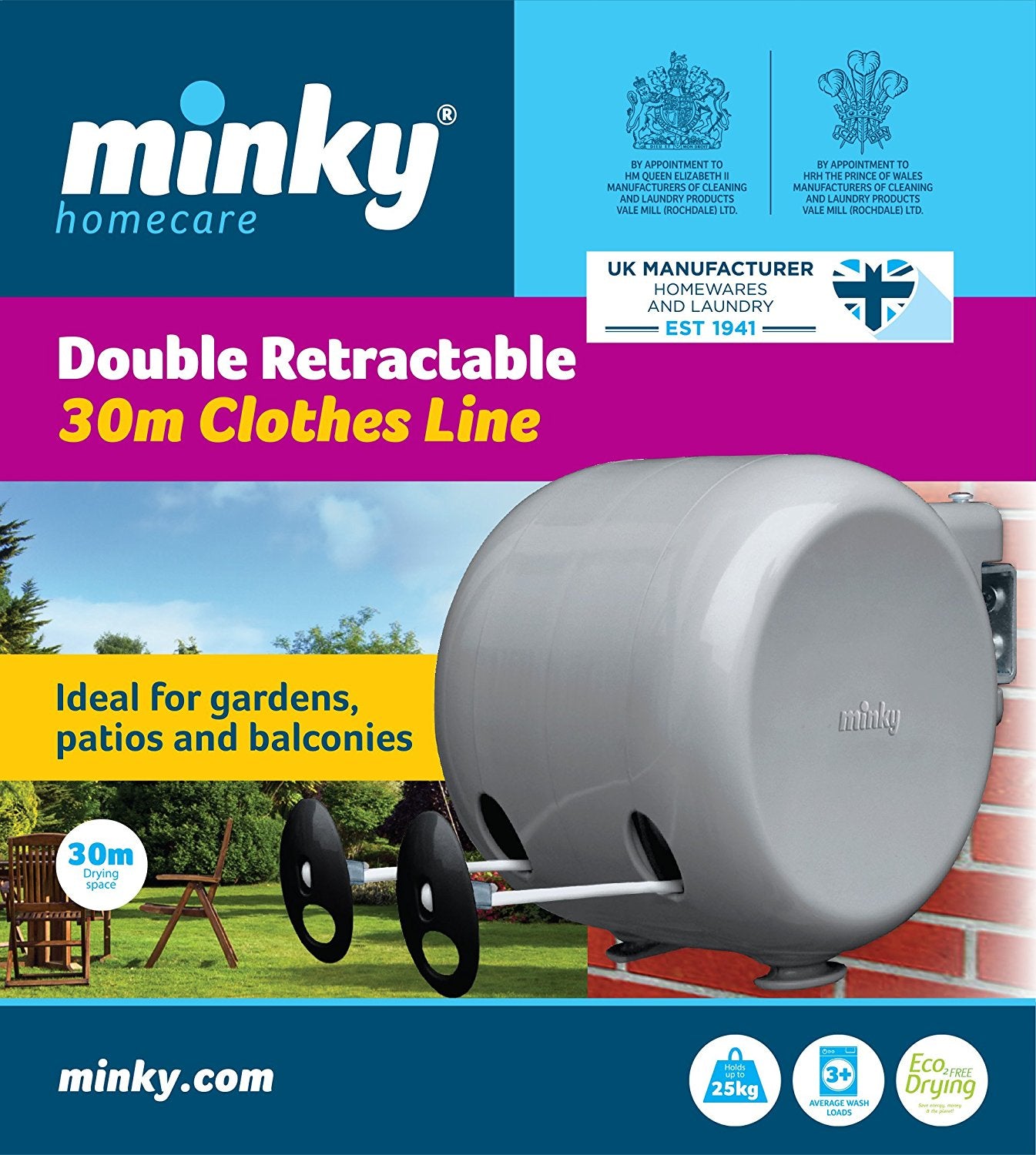 MINKY 30 METER RETRACTABLE REEL CLOTH WASHING LINE. VT21290100 015588 \\\KD11110