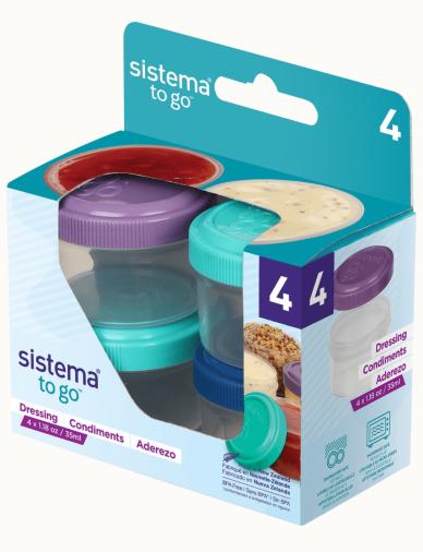4 PCS SISTEMA DRESSING POTS TO GO CONTAINERS 35ML. 21470-53C \\\KD11121