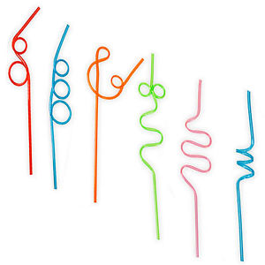 SHINY METALLIC CRAZY STRAWS 6PC. KD11180 \\\KD11180