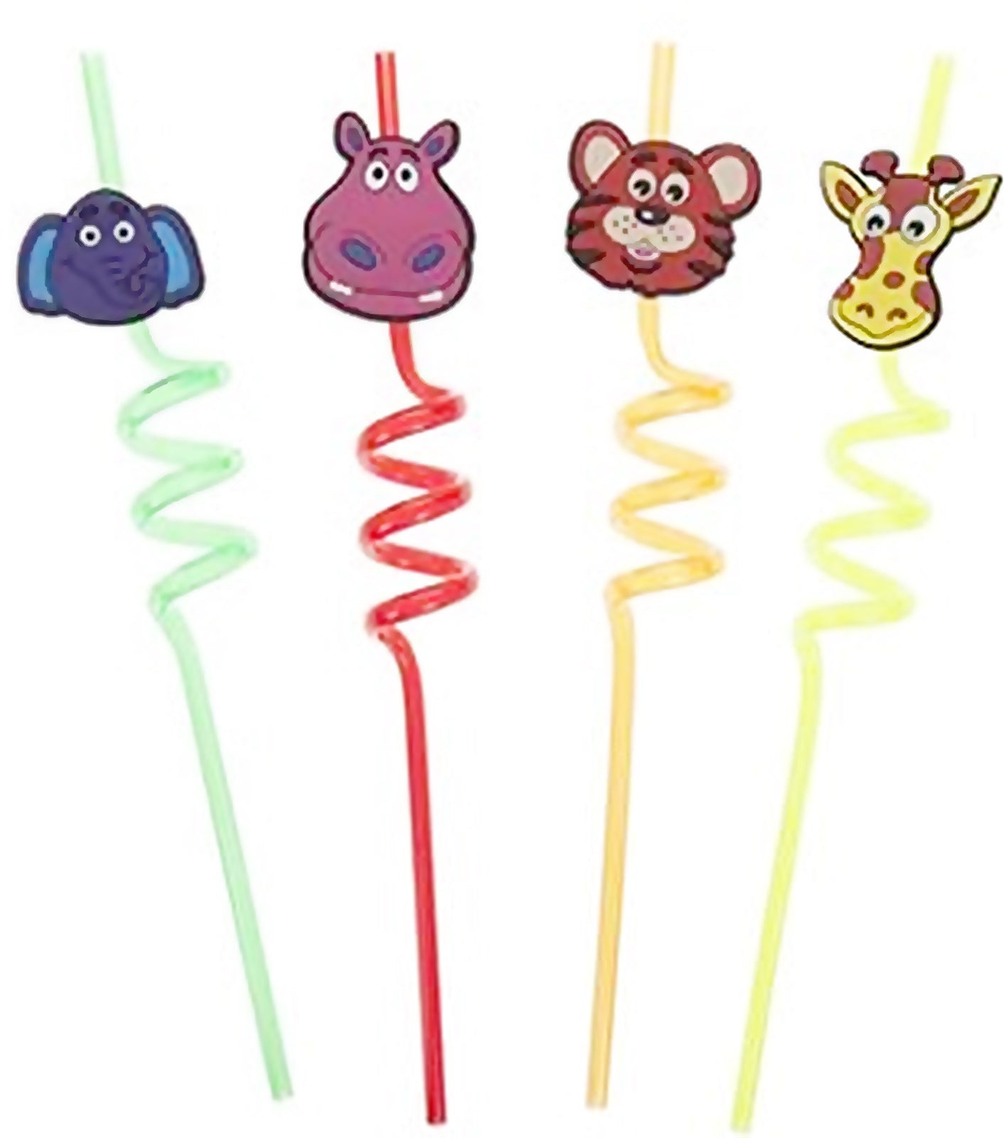 4 PC ANIMAL HEADS CRAZY STRAWS. 839038 \\\KD11183