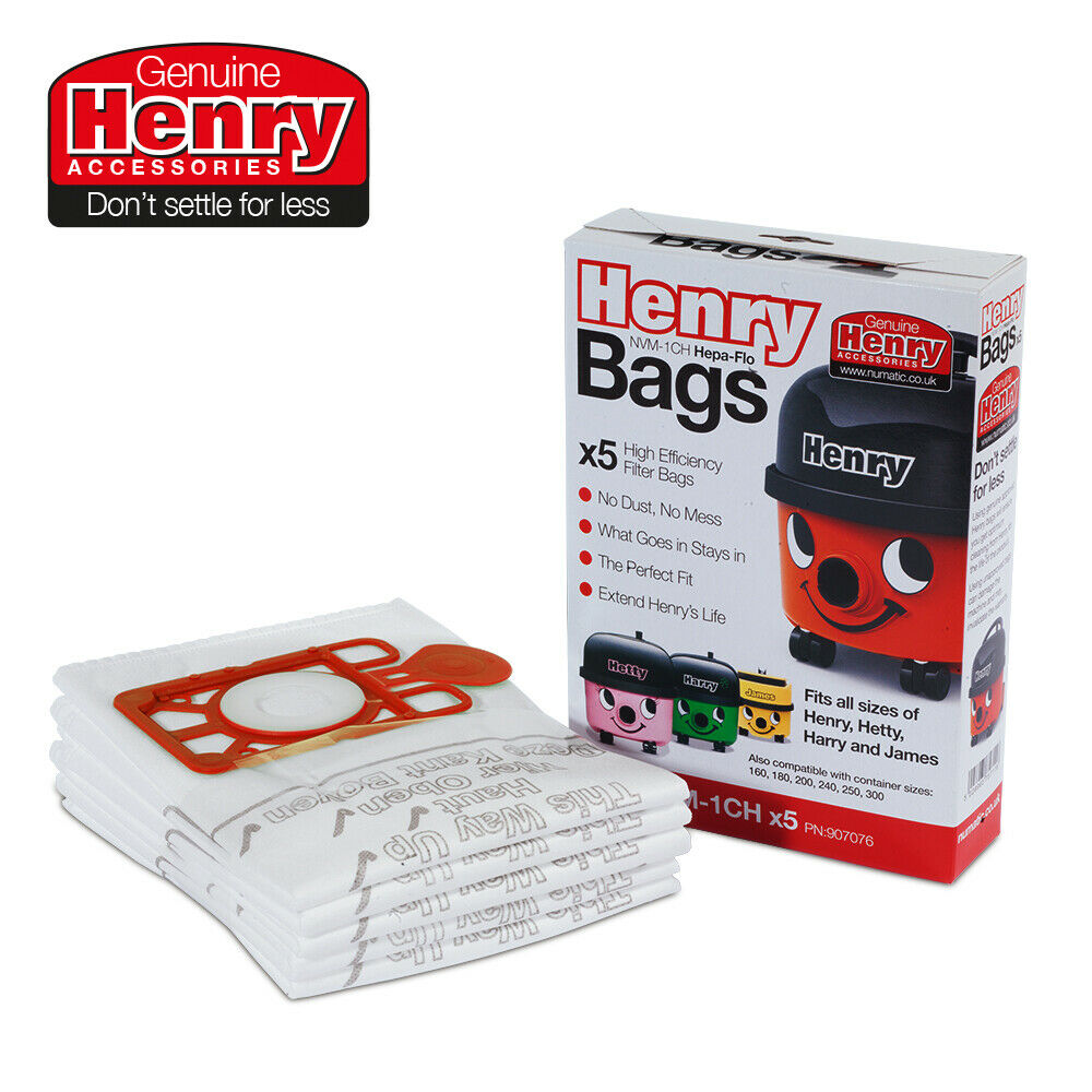 NUMATIC HENRY HEPAFLO GENUINE DUST BAGS NVM-1CH 5/PK. 907076 \\\KD11239