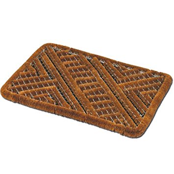 JVL BOSTON NATURAL COIR STEEL SCRAPER OUTDOOR ENTRANCE DOOR MAT METAL BROWN 39 X 59 CM. 02-349 \\\KD11247