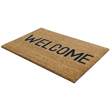 JVL WELCOME PVC BACKED COIR ENTRANCE DOOR MAT BROWN 33.5 X 60 CM. 02-424 \\\KD11279