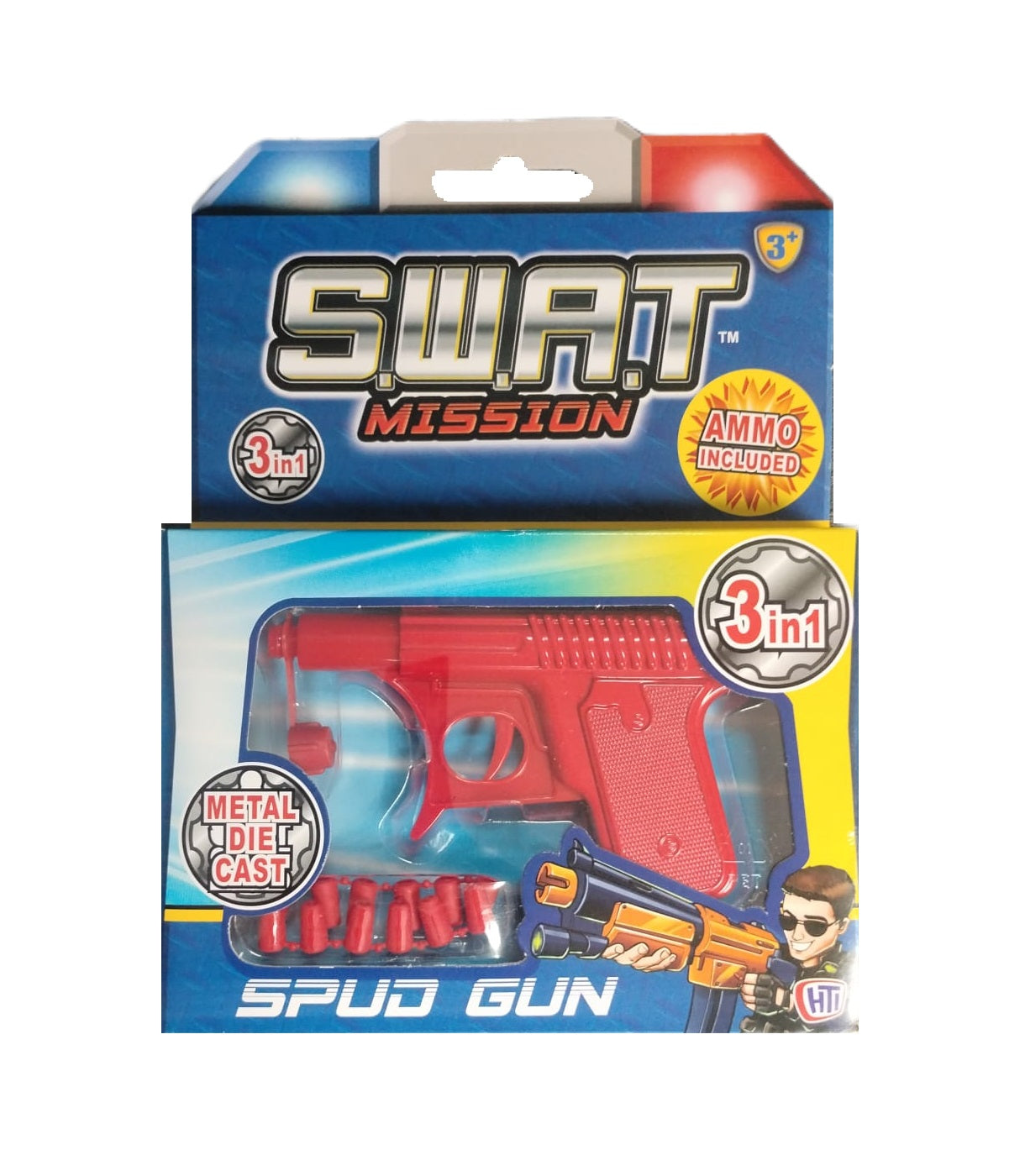 SWAT MISSION 3 IN 1 DIE CAST ASSORTED SPUD GUN. 0040920 \\\KD11285
