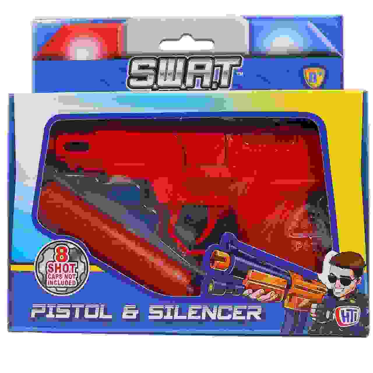 ASSORTED COLOUR SWAT MISSION D/C PISTOL & SILENCER. 1370034 \\\KD11290