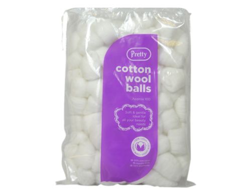 100 PRETTY WHITE COTTON WOOL BALLS. 53145-010D \\\KD11341