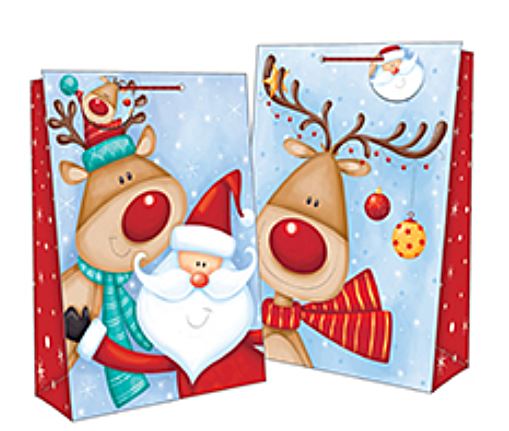 SUPER JUMBO GIFT BAG CUTE REINDEER & SANTA. 8653 \\\KD11379