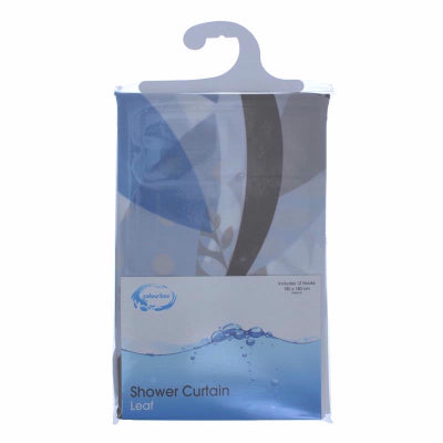 COLOUR BOX LEAF DESIGN SHOWER CURTAIN 180CM X 180CM WITH 12 CURTAIN RINGS. 200.04 \\\KD11416