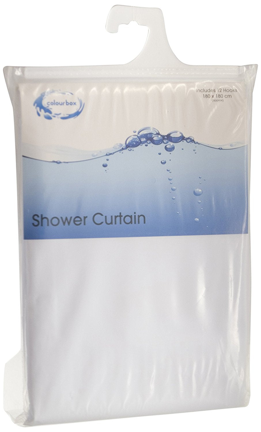 COLOUR BOX WHITE SHOWER CURTAIN 180CM X 180CM WITH 12 CURTAIN RINGS. 270.20 \\\KD11417