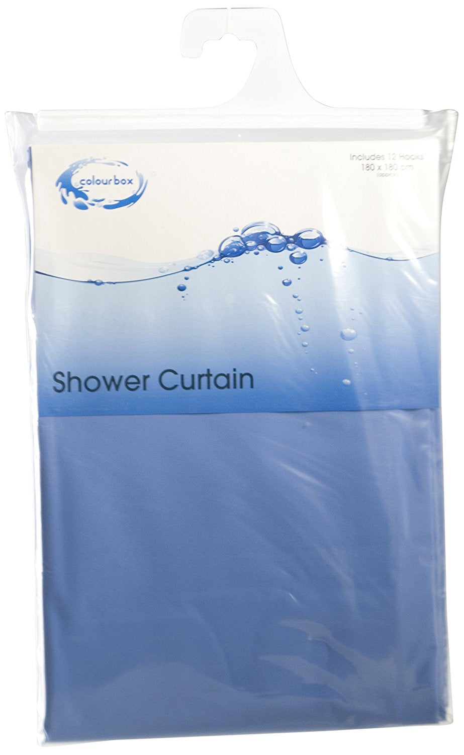 COLOUR BOX BLUE SHOWER CURTAIN 180CM X 180CM WITH 12 CURTAIN RINGS. 270.26 \\\KD11419