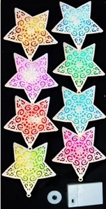 BATTERY OPERATED LED STARS MULTICOLOUR 12CM 8/PK. DP55229 \\\KD11516