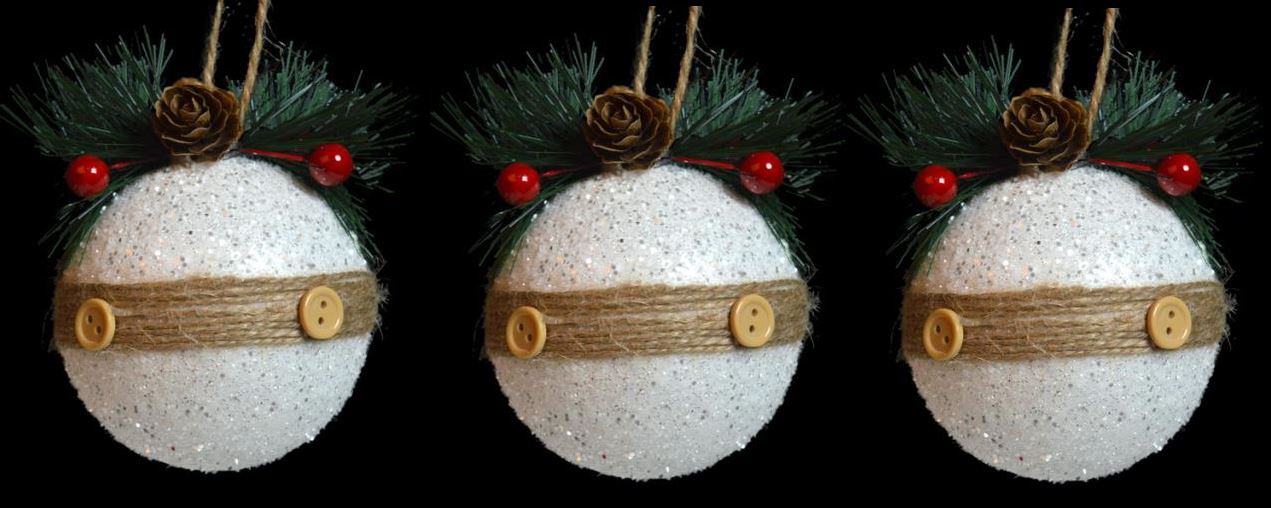 3 LUXURY RUSTIC 9.5 CM BAUBLES. 55121 \\\KD11539